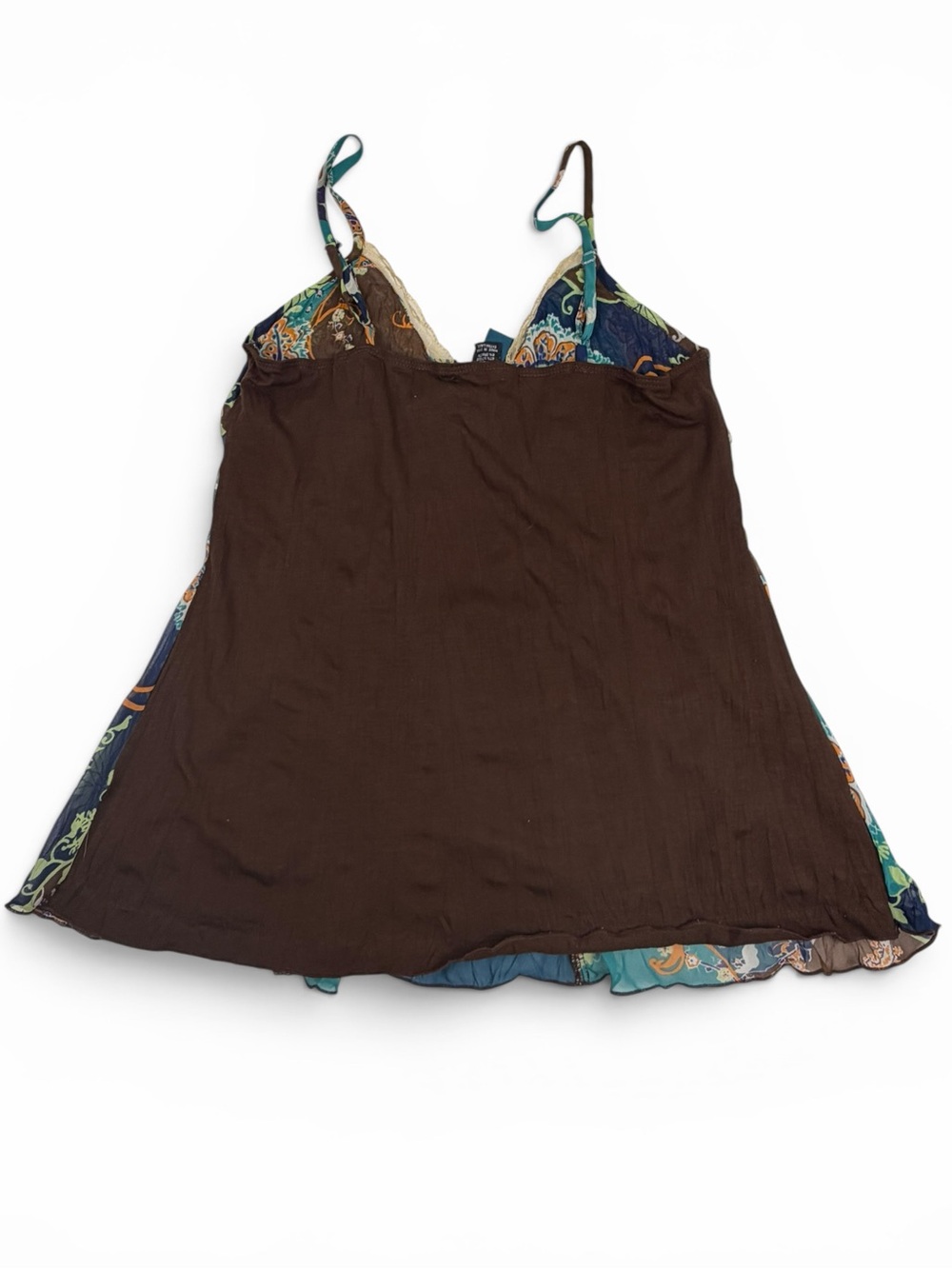 Eyeshadow XL Paisley Boho Babydoll Cami Top Lace Trim Tie Front - Picture 2 of 5